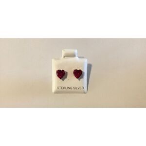 1 Ct. Heart Cut Ruby Gemstone Stud Earrings~925 Sterling Silver